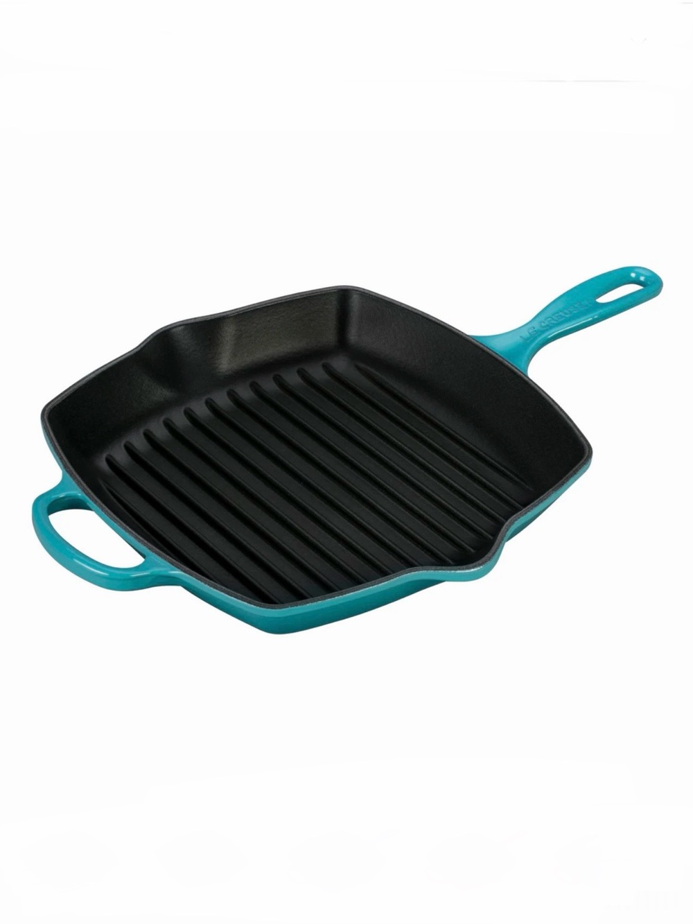 Le Creuset Signature Enameled Square Cast Iron Grill Pan Turquoise